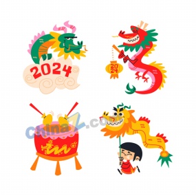 2024龙年春季手绘元素